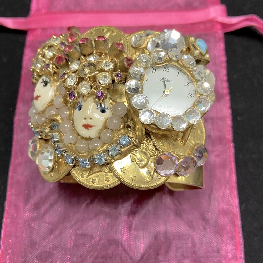 Vintage 1980’s Brass Cuff Bracelet-Watch